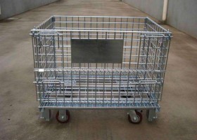 常州仓库笼,1000*800*840规格折叠式镀锌带脚轮仓储笼
